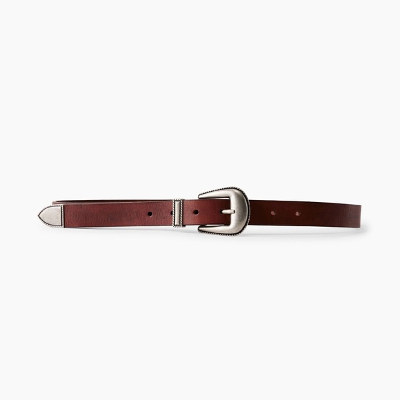 BNWOT- Aritzia Wilfred Rosewood 100% Leather Belt Cinnamon Slvr Western-Style - Picture 2 of 9
